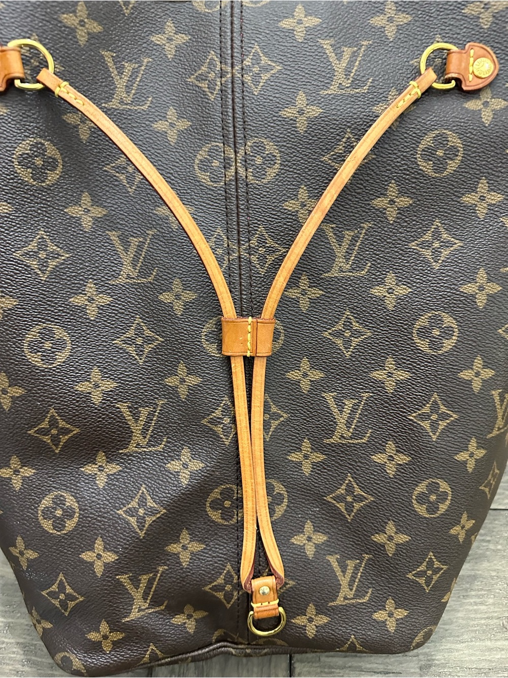 Louis Vuitton Neverfull Canvas Tote with Matching Pouch - Brown & Tan - Picture 11 of 15